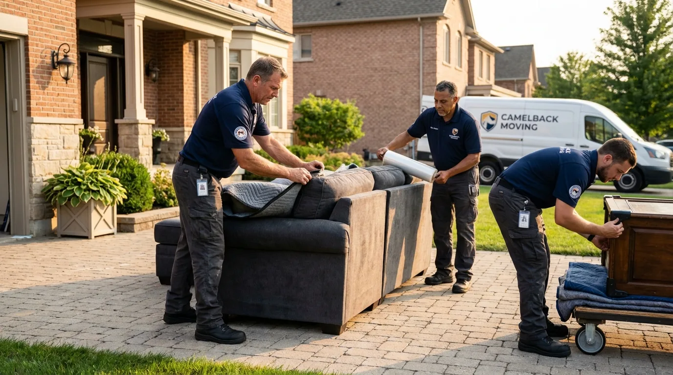 Large estate moving crew wrapping furniture in Gonzales, LA